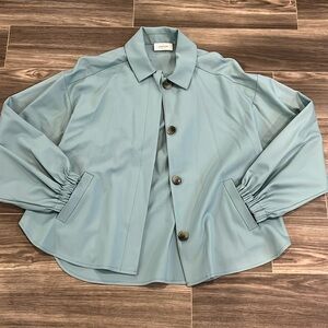Argent Green Blue Button Up Top Jacket size 0
